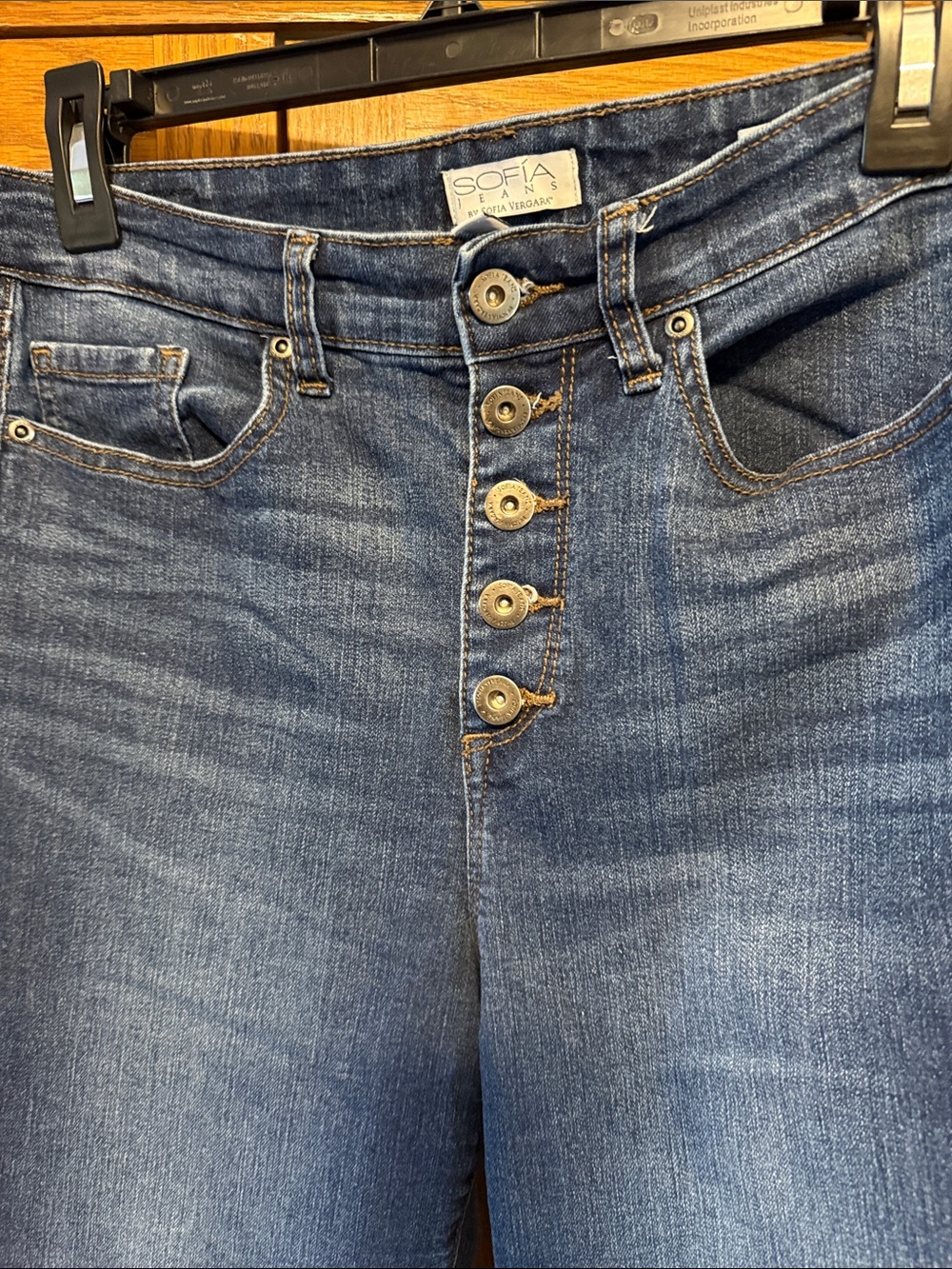 sofia by sofia vergara Dark Blue Flare Button-Fly Jeans-Size 10 Short. - Picture 3 of 9